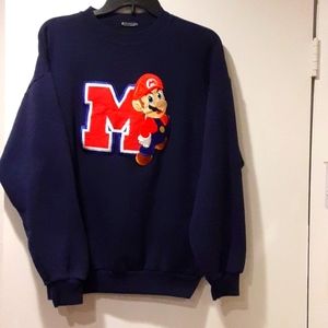 Vintage Mario University Nintendo N64 sweatshirt, boys size M-L, blue